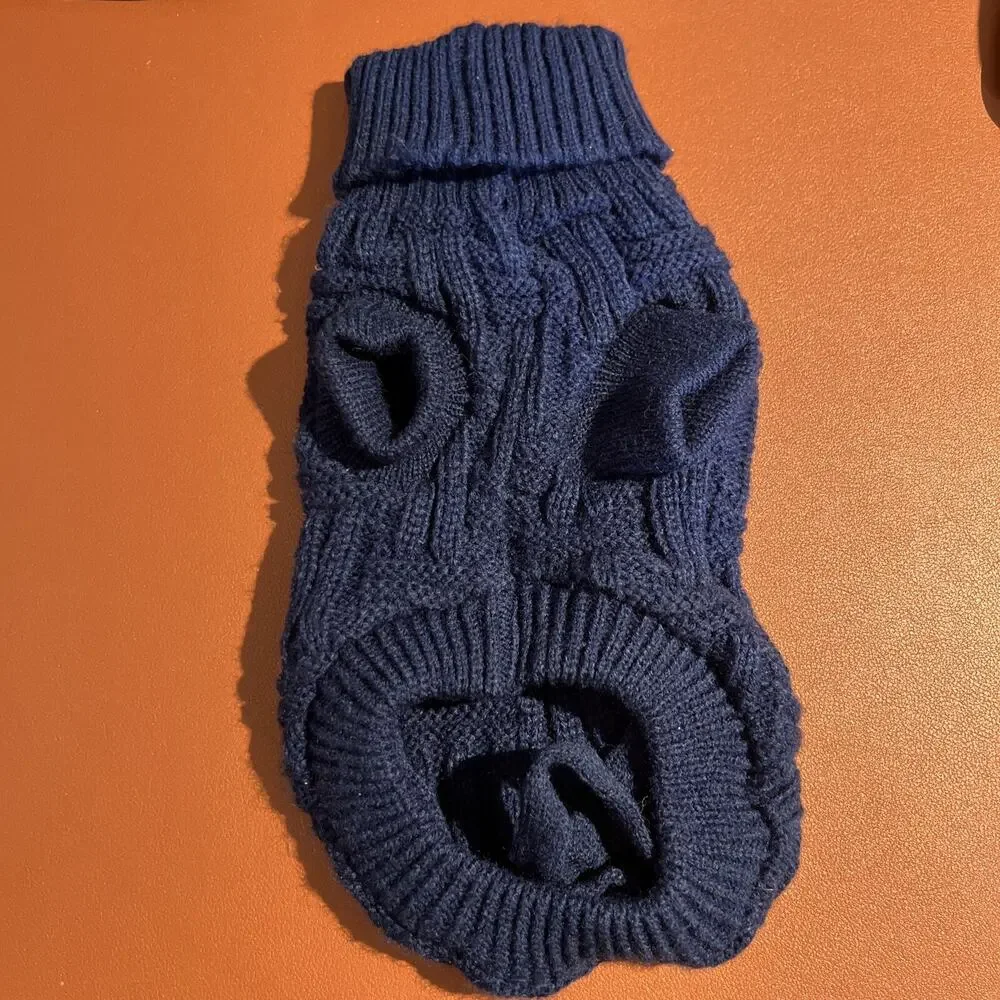XS Navy Blue Turtleneck Dog Sweater A